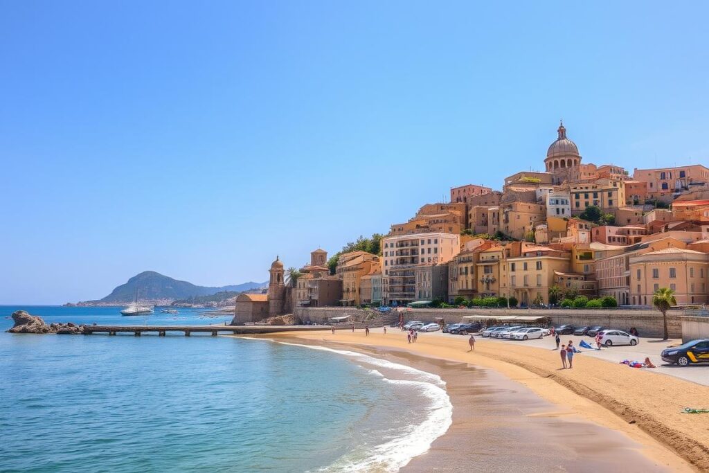 Bild von Cefalù mit seinem goldenen Strand und der mittelalterlichen Altstadt