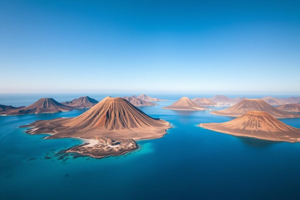 Ein Bild der Äolischen Inseln mit ihren charakteristischen Vulkanen und kristallklarem Wasser