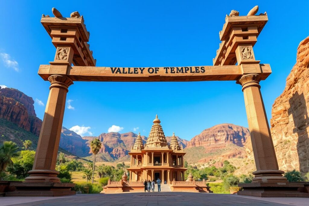 Ein Bild vom Eingang des Tals der Tempel