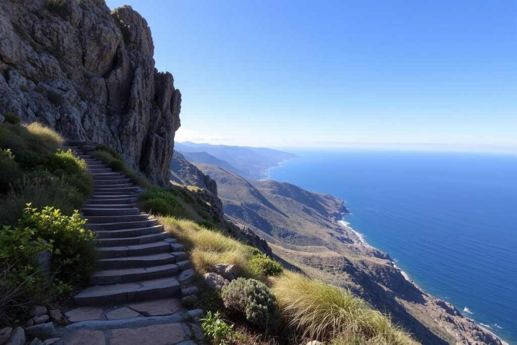Ein Bild vom Naturreservat Zingaro mit Wanderweg und Meerblick