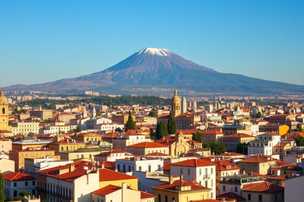 Ein Bild von Catania mit dem Ätna im Hintergrund