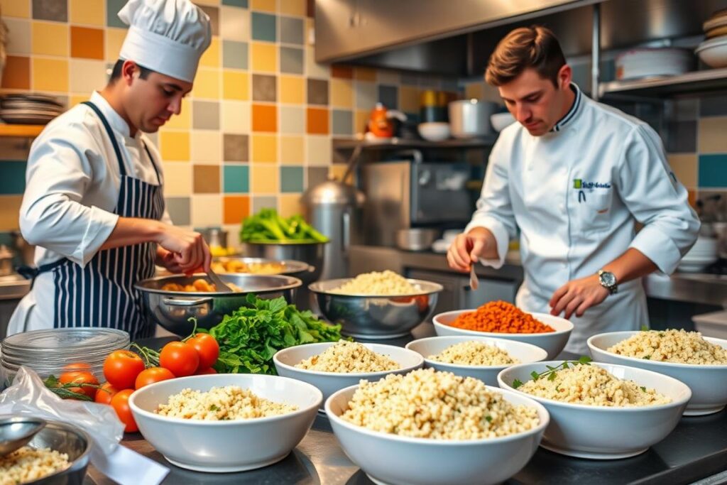 Ein Bild von Köchen, die Couscous zubereiten