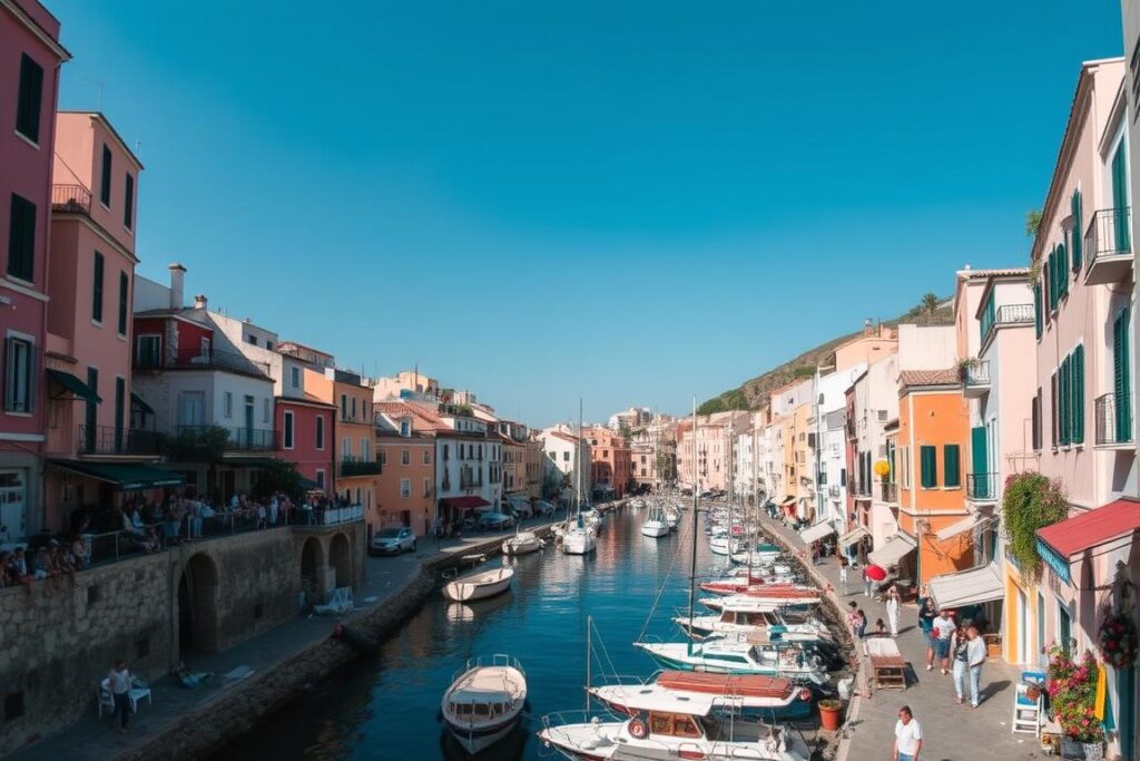 Ein Bild von Lipari mit seinem charakteristischen Hafen und den engen Gassen