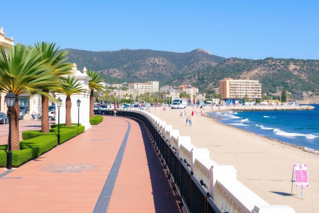 Ein Bild von Mondello Strand mit seiner eleganten Strandpromenade