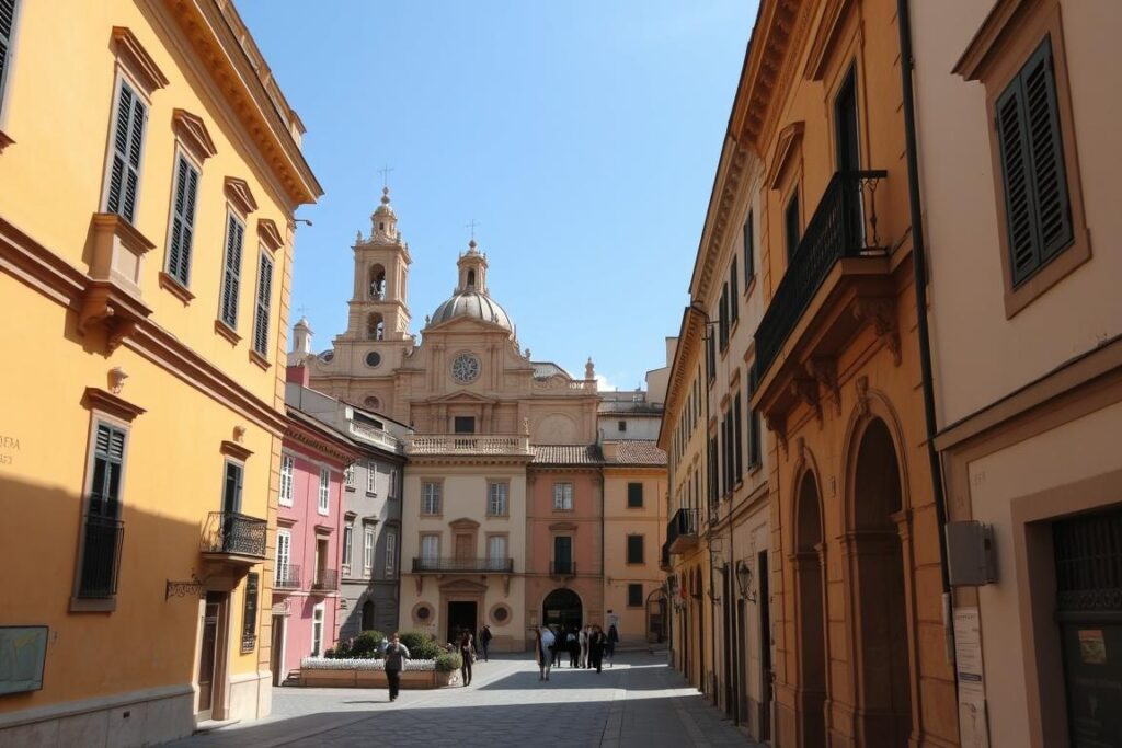 Ein Bild von Noto, einer Stadt im Val di Noto, mit ihrer barocken Architektur