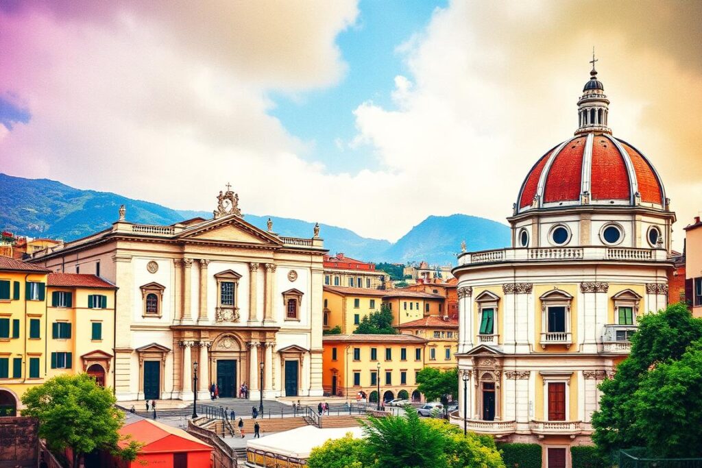 Ein Bild von Palermo mit der Kathedrale und dem Dom