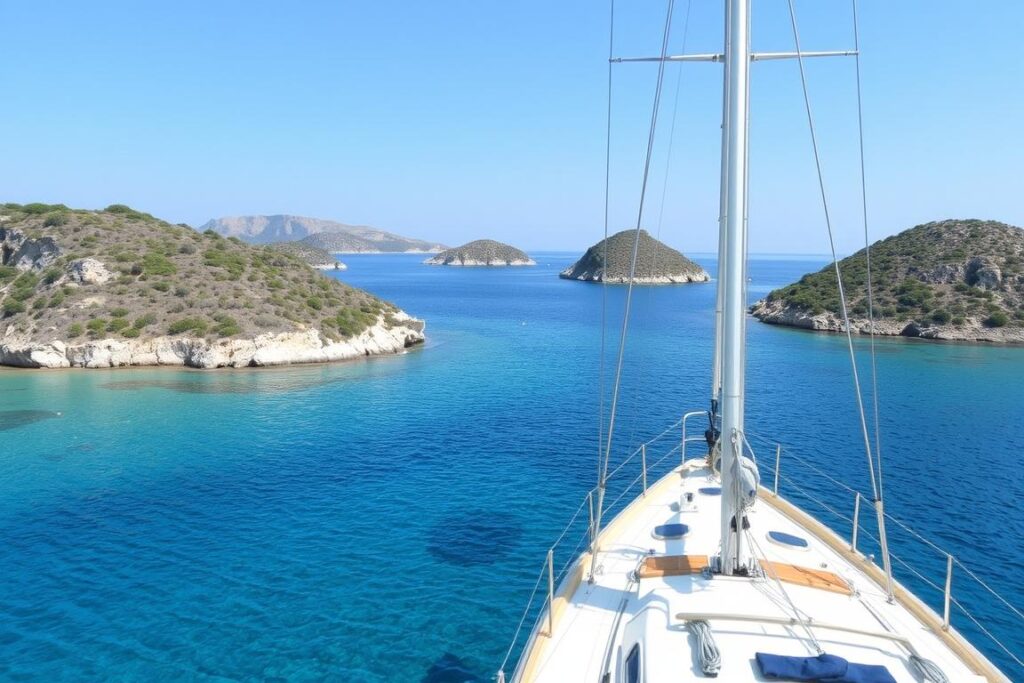 Ein Bild von den Ägadischen Inseln mit einem Boot