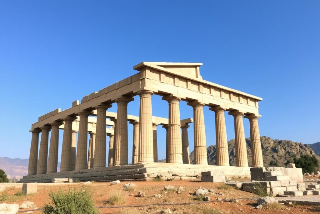Ein Bild von den dorischen Tempeln im Tal der Tempel