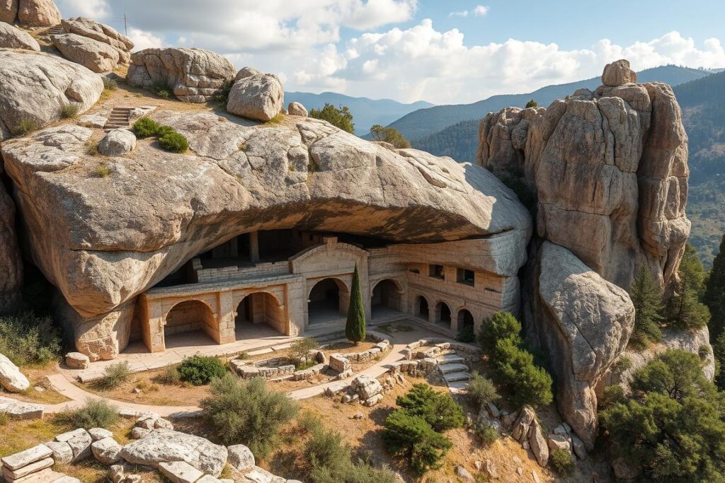 Ein Bild von der Felsnekropolis von Pantalica