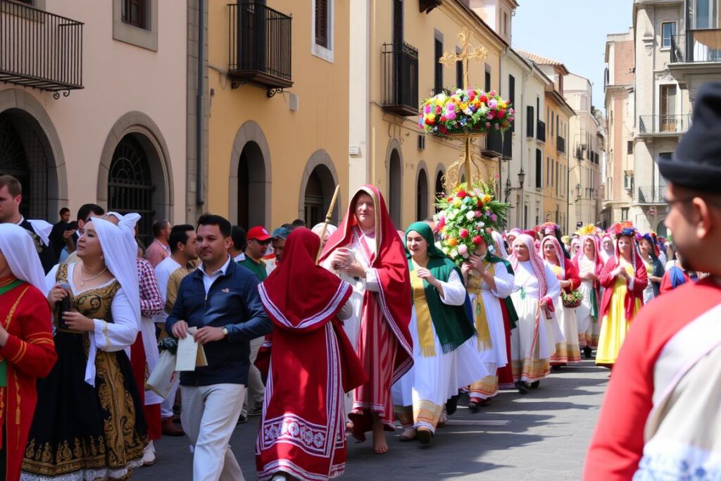 Ein Bild von der Prozession der Santa Rosalia in Palermo