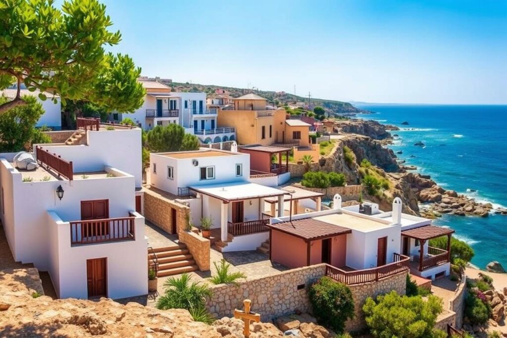 Ein Bild von verschiedenen Unterkünften auf Lampedusa