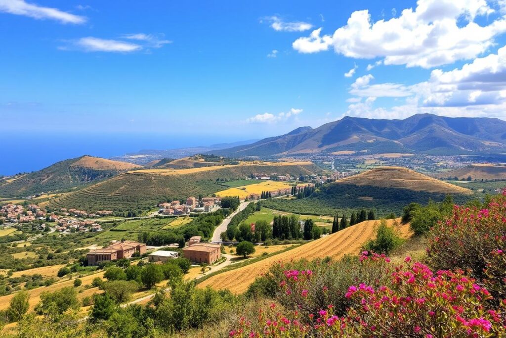 Eine sizilianische Landschaft im Sommer Eine sizilianische Landschaft im Sommer