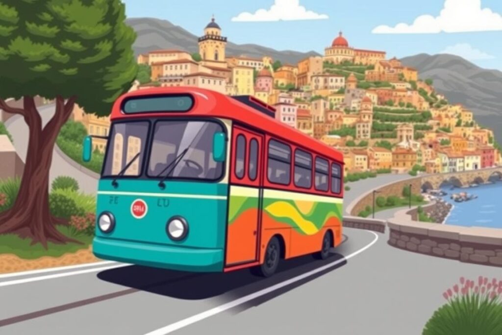 Image of a bus or train in Sicily